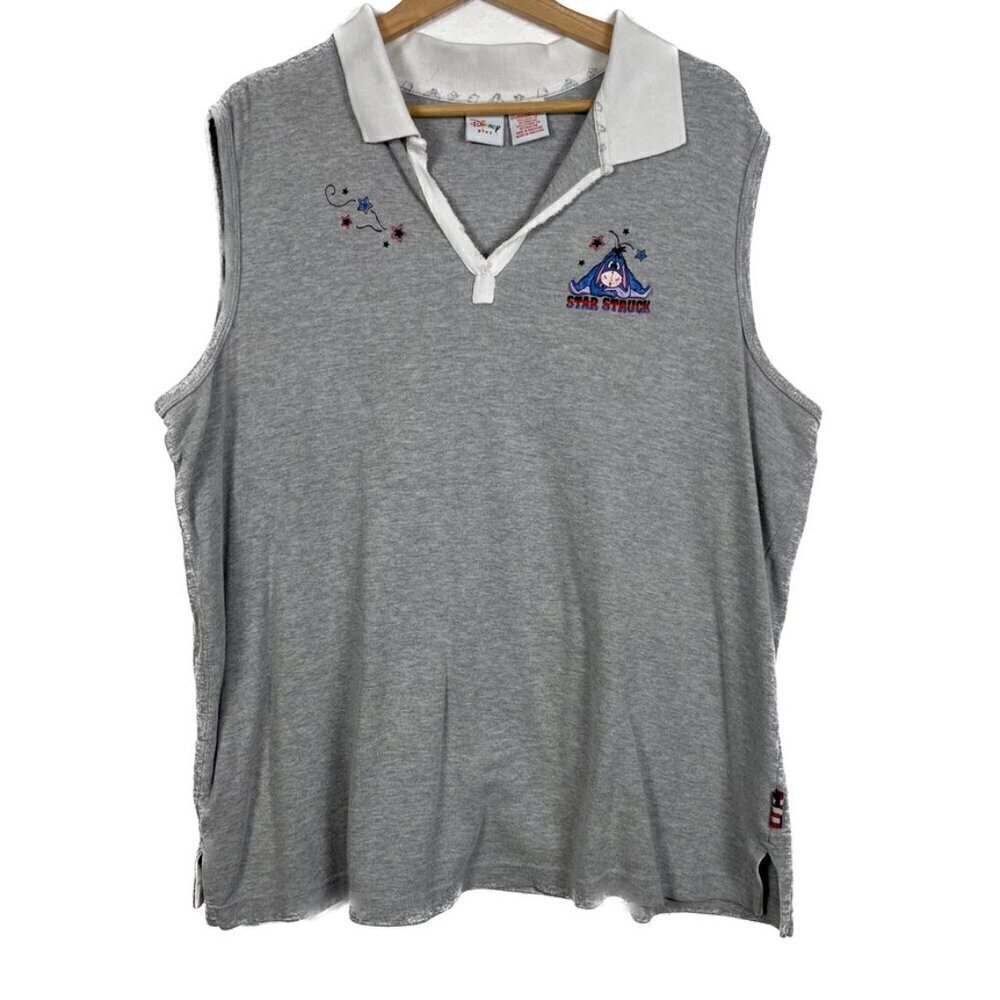 Vintage Disney Plus Winnie the Pooh Eeyor 4th of July Collared Tank Size: 2X